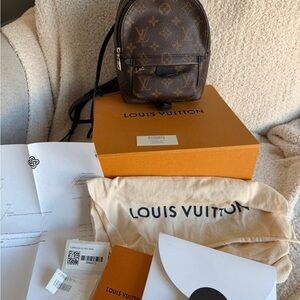 FULL SET- Louis Vuitton Monogram Mini Backpack in Brown with Gold Hardware